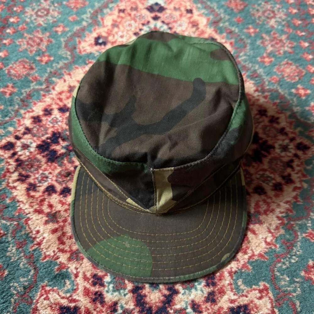 Woodland Camouflage Patrol Cap Fatigue Hat Size Medium Made in USA